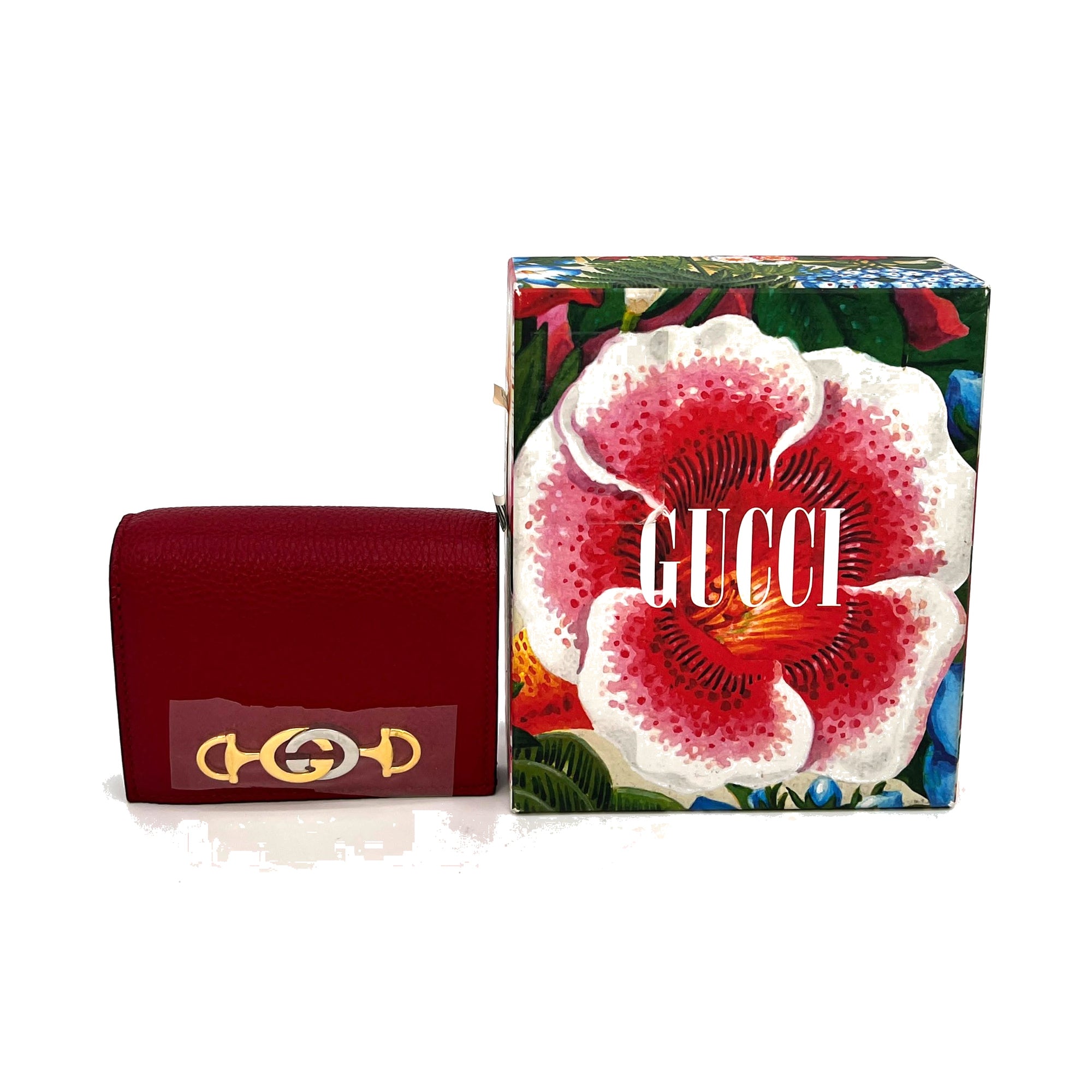 Gucci Zumi Mini Wallet in Red Leather with Gold-Tone Hardware
