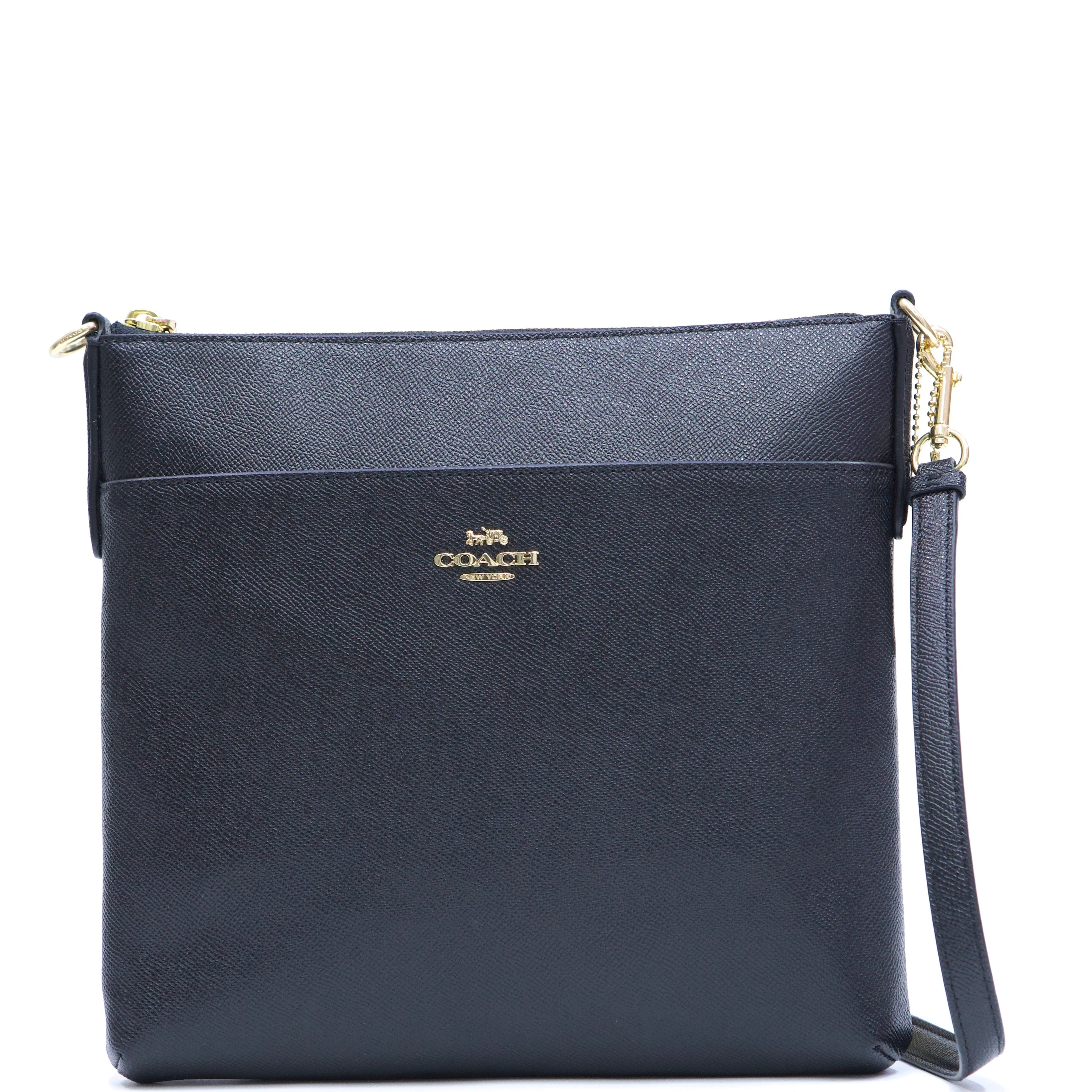Coach Kitt 26 Crossgrain Leather Large Messenger Crossbody Bag - Black