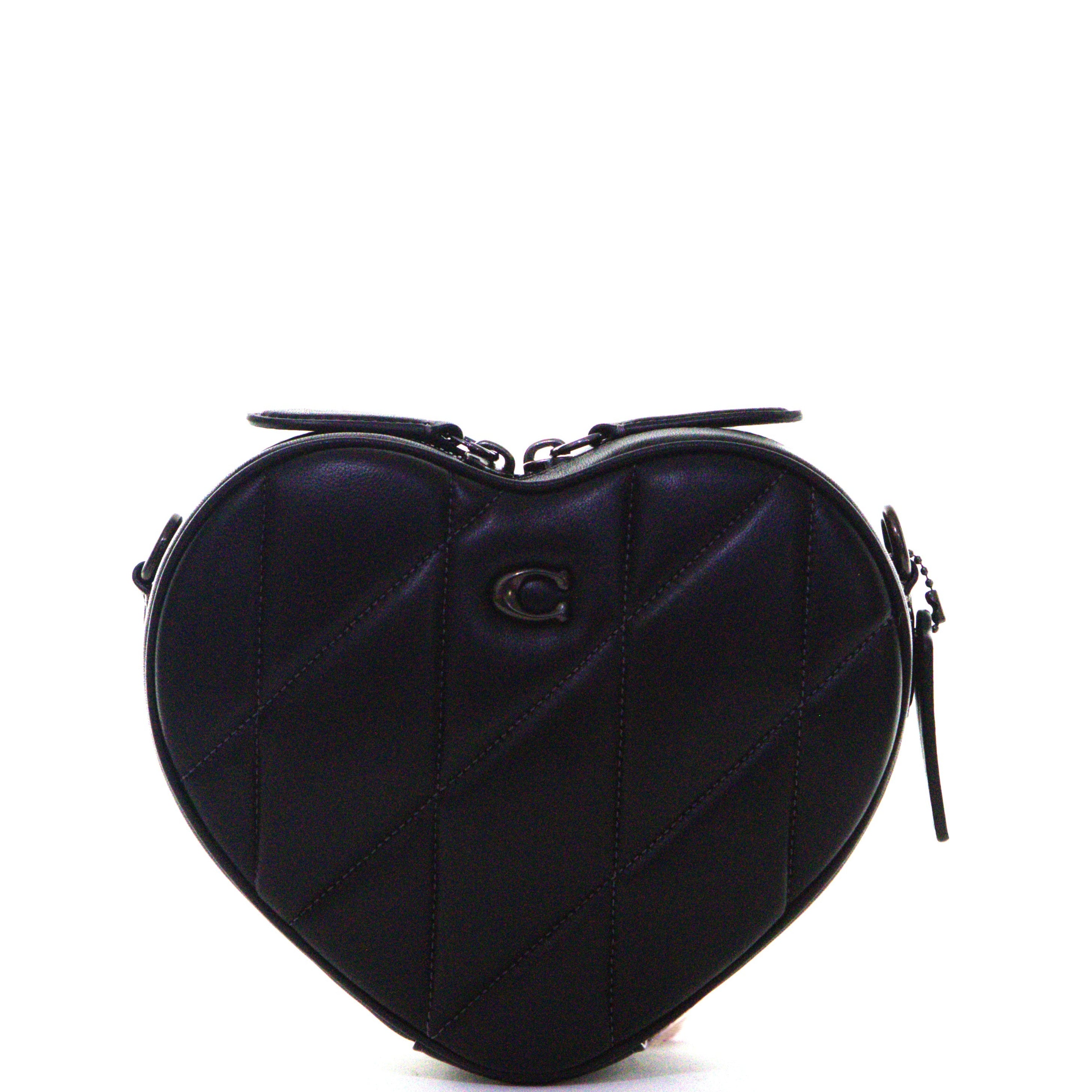 Coach Quilted Leather Heart Crossbody - Black