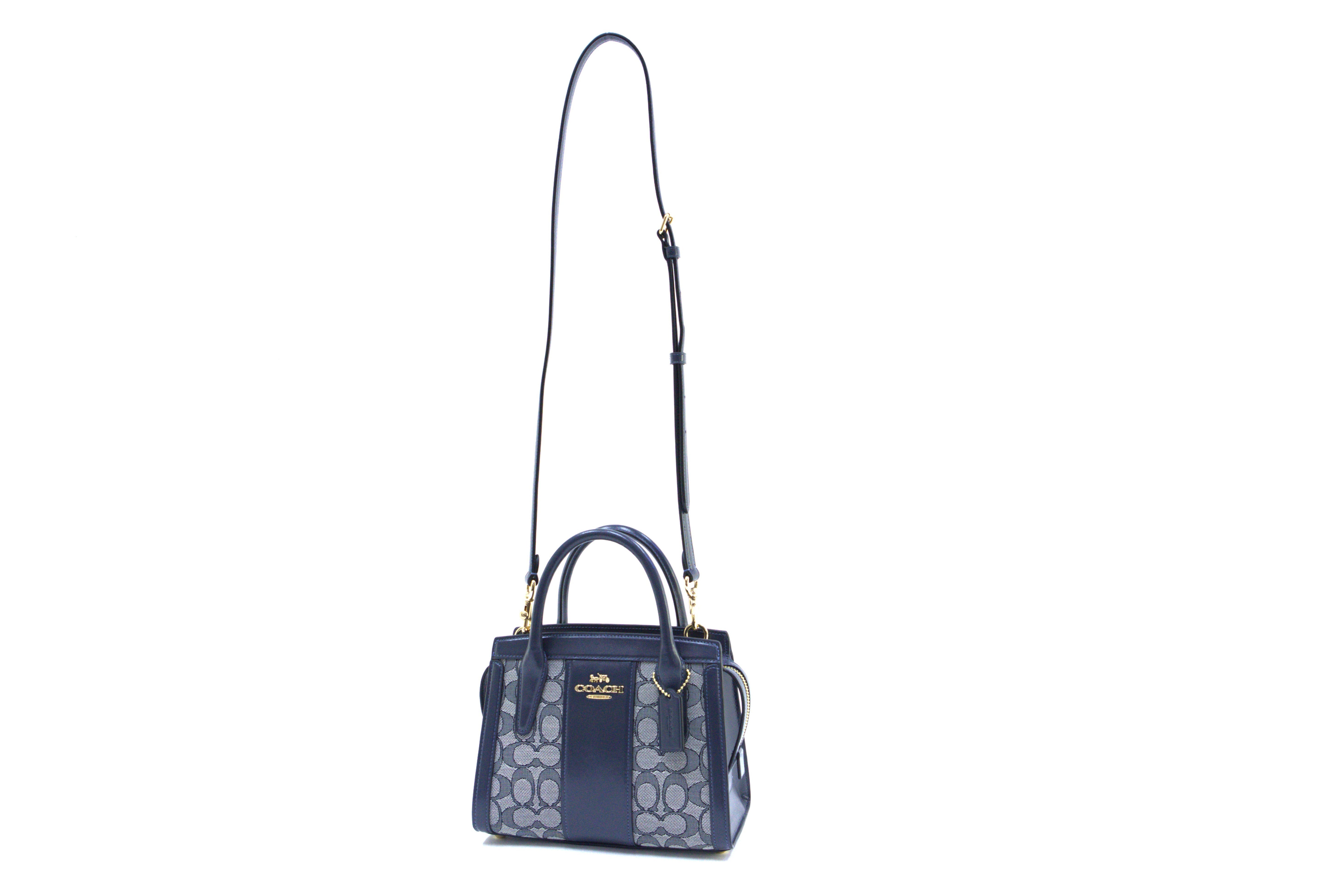 Coach Andrea Caryall Bag In  Signature Jacquard - Navy/Midnight Navy