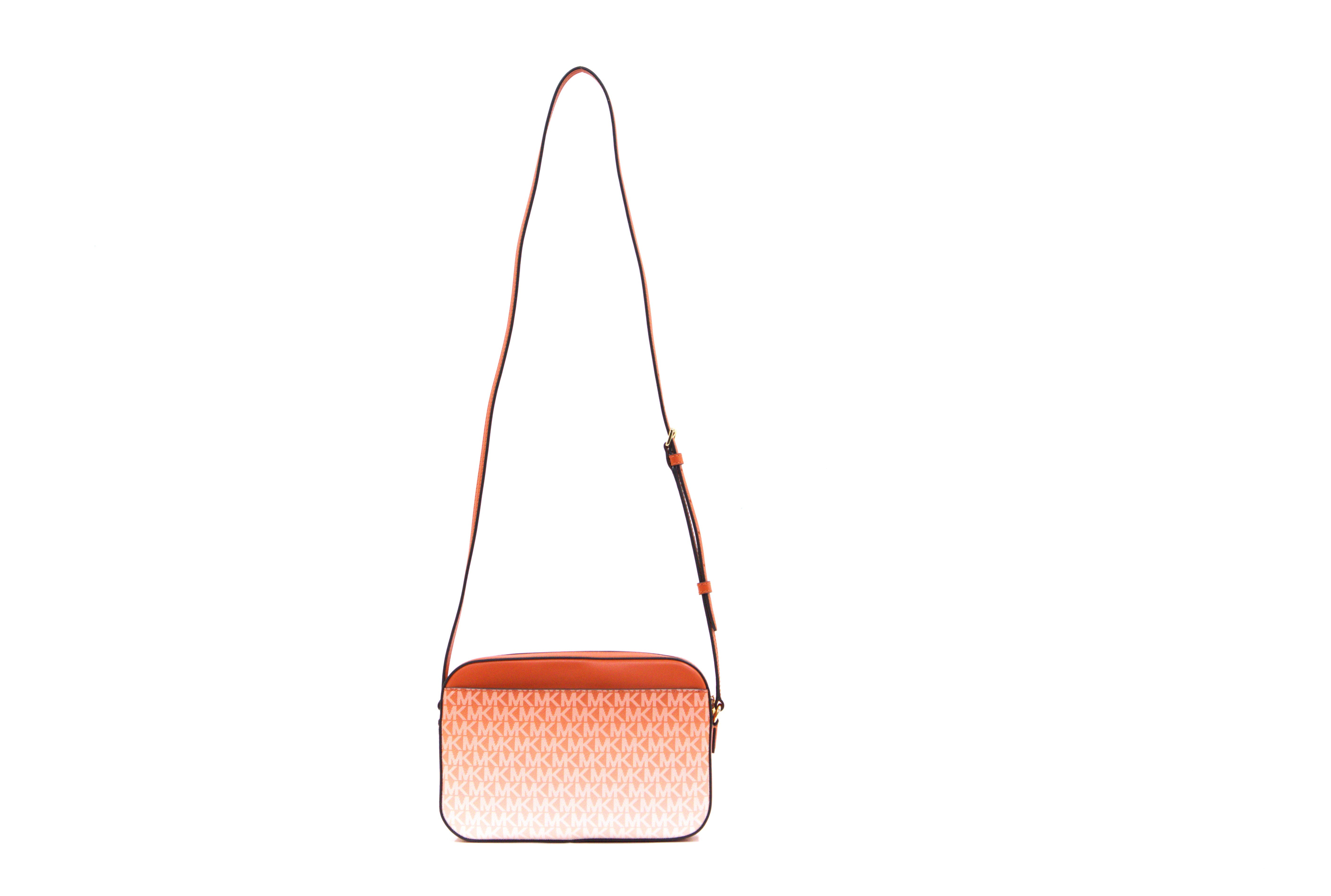 Michael Kors Jet Set Large Ombre Logo Zip Chain Crossbody Bag - Red Clay