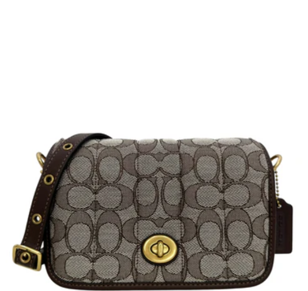 Coach Dinky 18 In Signature Jacquard With Quilting-Brass/Oak Maple