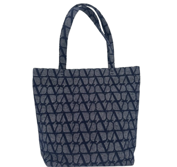 Valentino Garavani VLogo Denim Tote Bag Blue Large Designer Shoulder Bag
