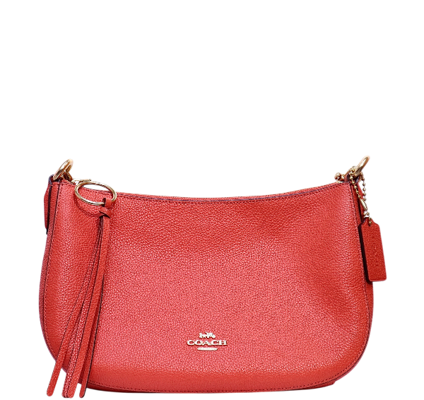 Coach Sutton Crossbody in Polished Pebble Leather- Tangerine Orange