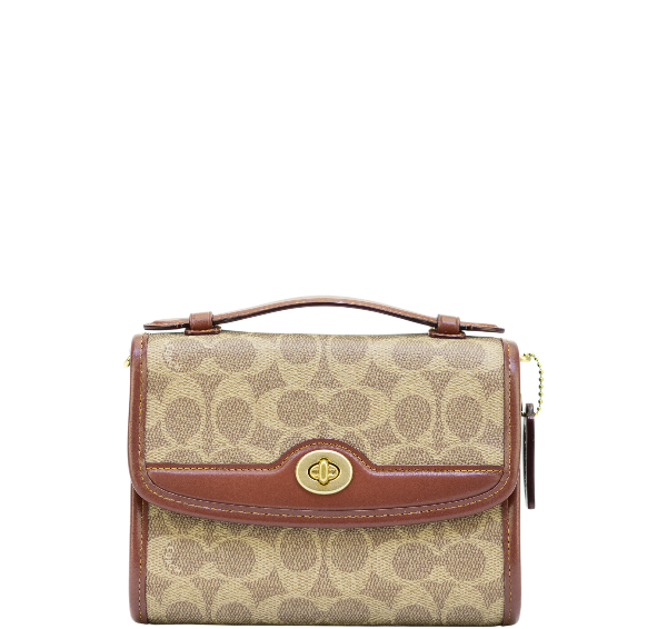 Coach Kip Turnlock Crossbody In Signature Canvas - Tan/Rust