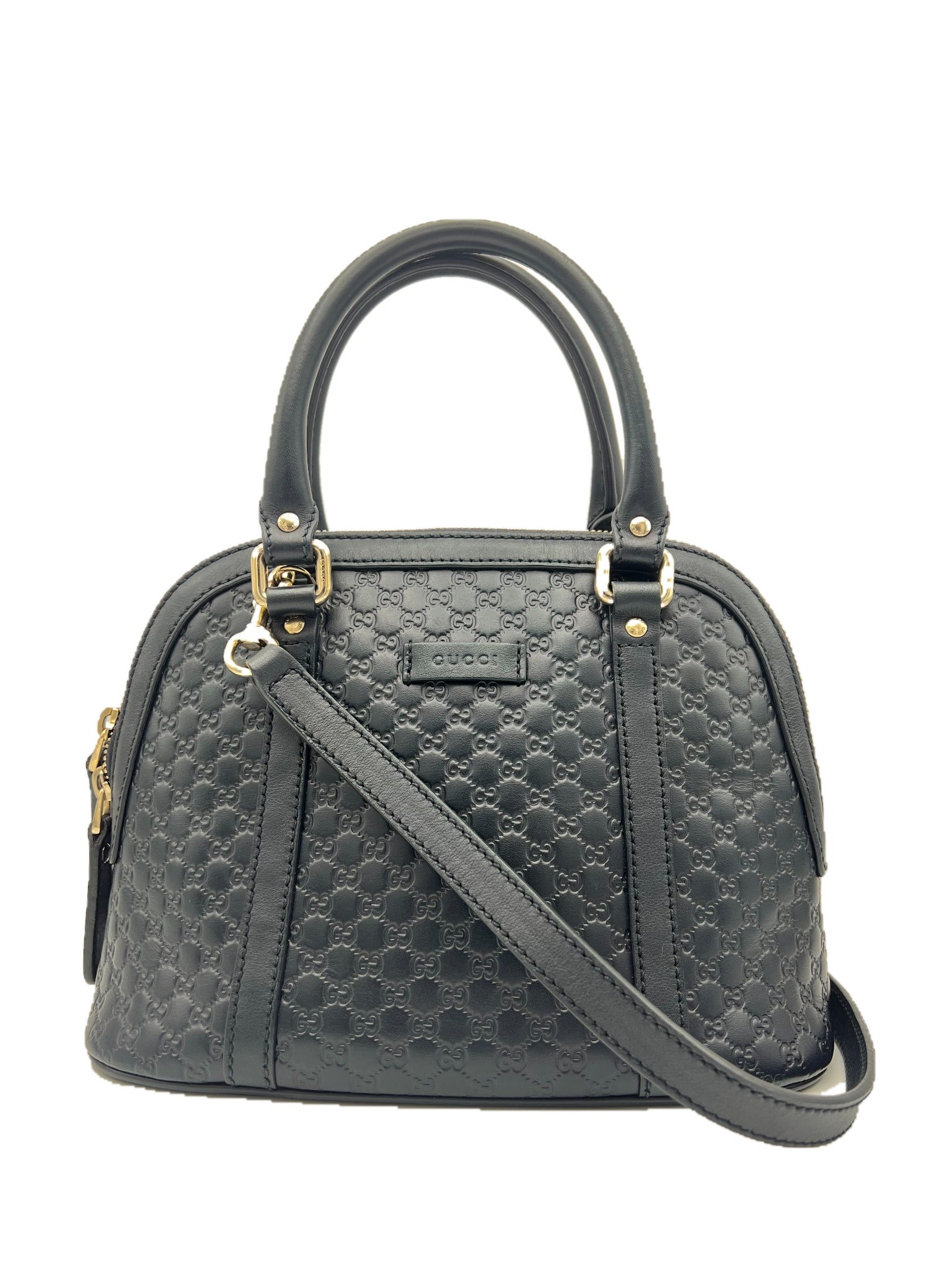 Gucci Microguccissima Mini Dome Bag Black Leather Top Handle Crossbody