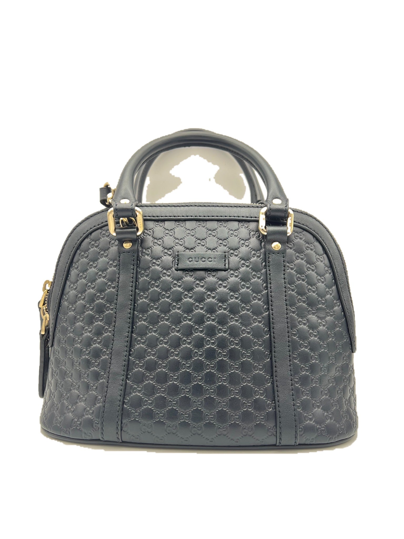 Gucci Microguccissima Mini Dome Bag Black Leather Top Handle Crossbody