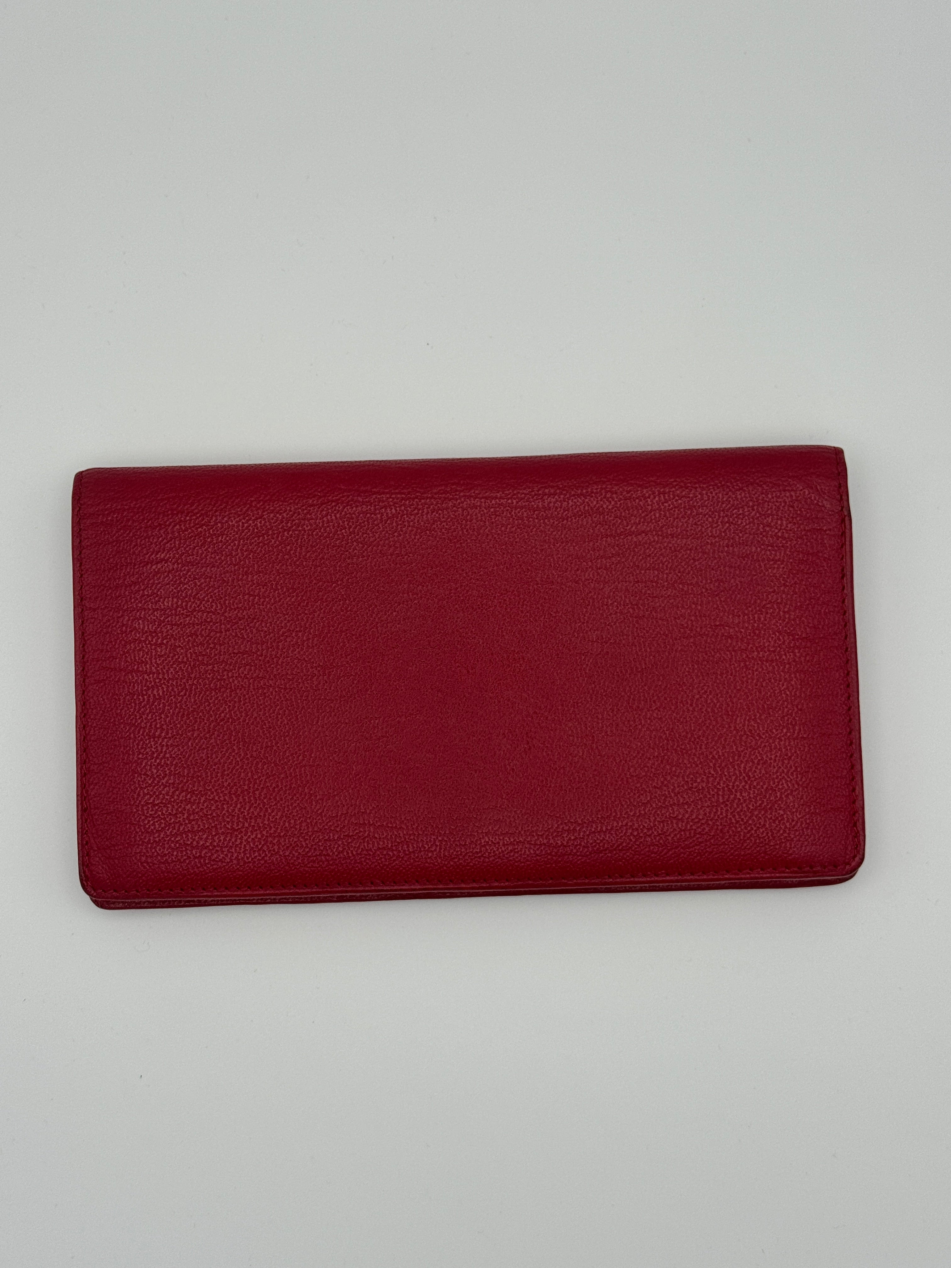 Chanel Bi-Fold Long Wallet For Women, Red Leather