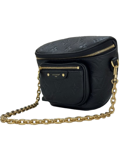 Louis Vuitton Mini Bumbag Black Monogram Empreinte Leather Gold Chain