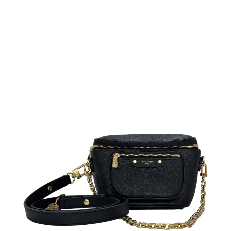 Louis Vuitton Mini Bumbag Black Monogram Empreinte Leather Gold Chain