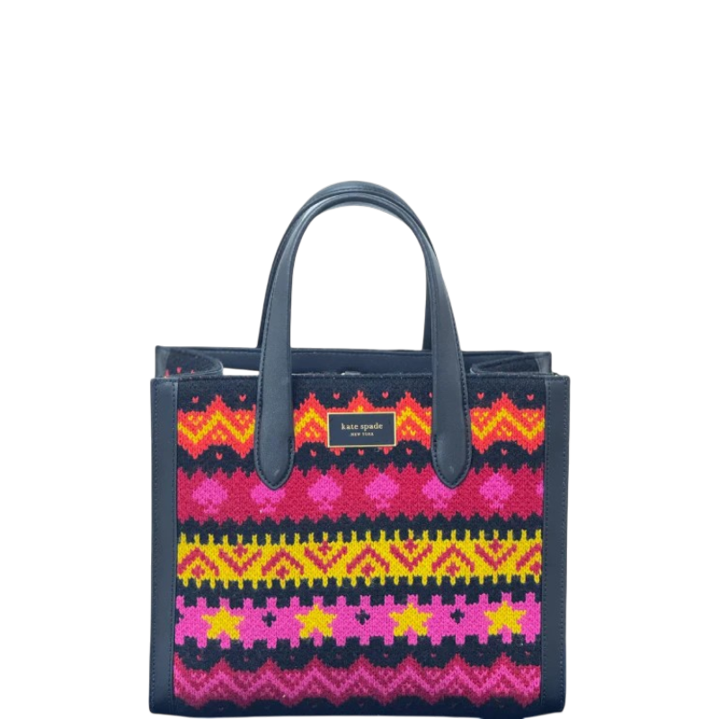 Kate Spade Manhattan Carnival Fair Isle Small Tote-Pink/ Multi