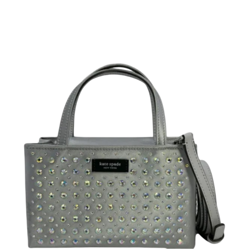 Kate Spade Sam Icon Crystal Embellished Fabric Mini Tote - Platinum Grey