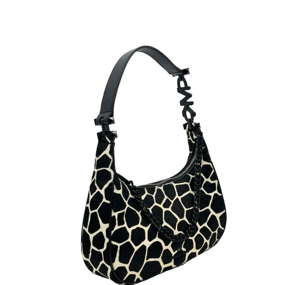 Michael Kors Giraffe Print Piper Small Shoulder Bag - Black