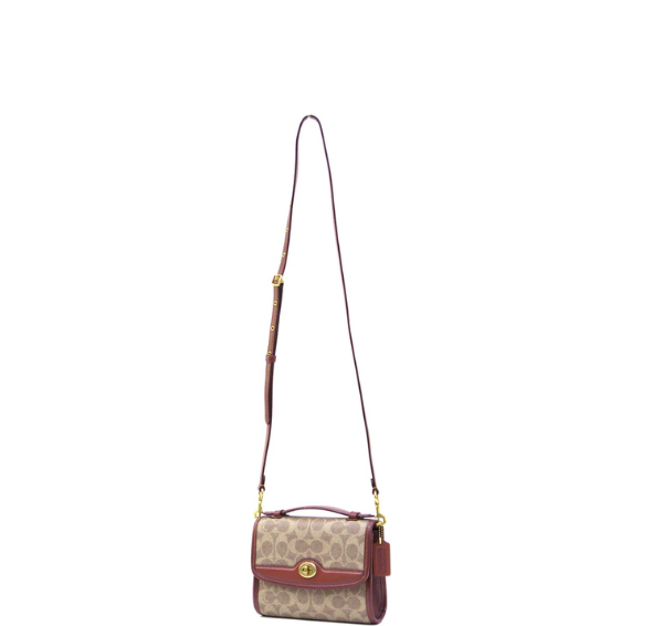 Coach Kip Turnlock Crossbody In Signature Canvas - Tan/Rust