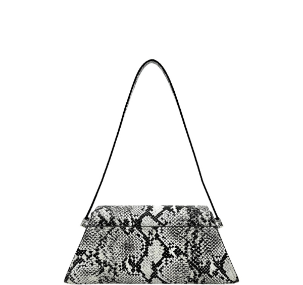 Michael Kors Ludlow Medium Snake Embossed Leather Shoulder Bag - Aluminum