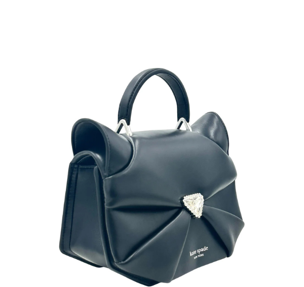 Kate Spade Whiskers 3d Cat Leather Crossbody- Black