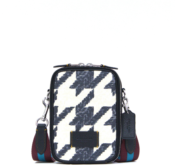 Coach Stanton Houndstooth Print Crossbody - Cream black