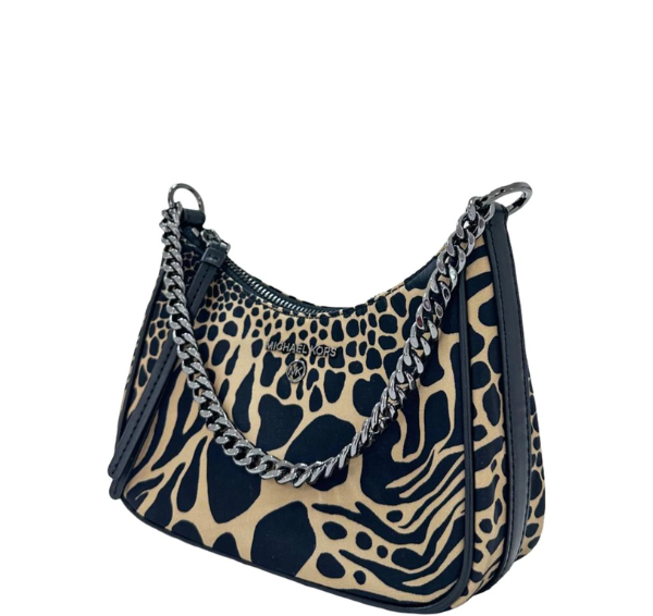 Michael Kors Jet Set Charm Small Animal Print Nylon Shoulder Bag- Brown/ Multi