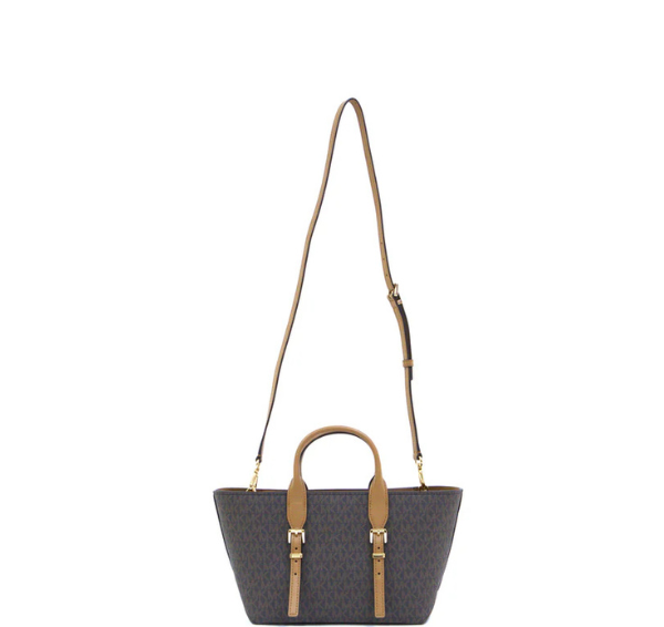 Michael Kors Moore Small Signature Logo Satchel- Brown