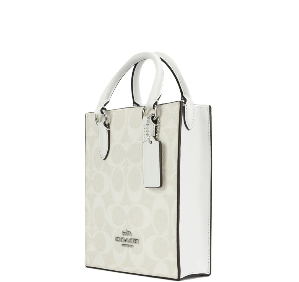 Coach North South Mini Tote In Signature Canvas - Chalk/Glacier White
