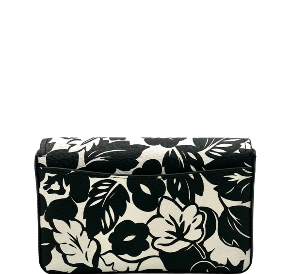 Kate Spade Morgan Tropical Foliage Flap Chain Wallet - White/Black