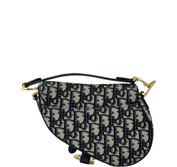 Christian Dior Mini Saddle Bag with Strap- Blue Dior Oblique Jacquard