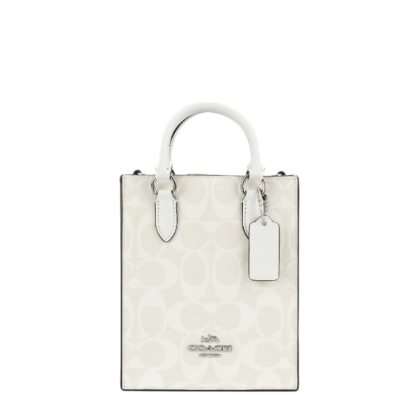 Coach North South Mini Tote In Signature Canvas - Chalk/Glacier White