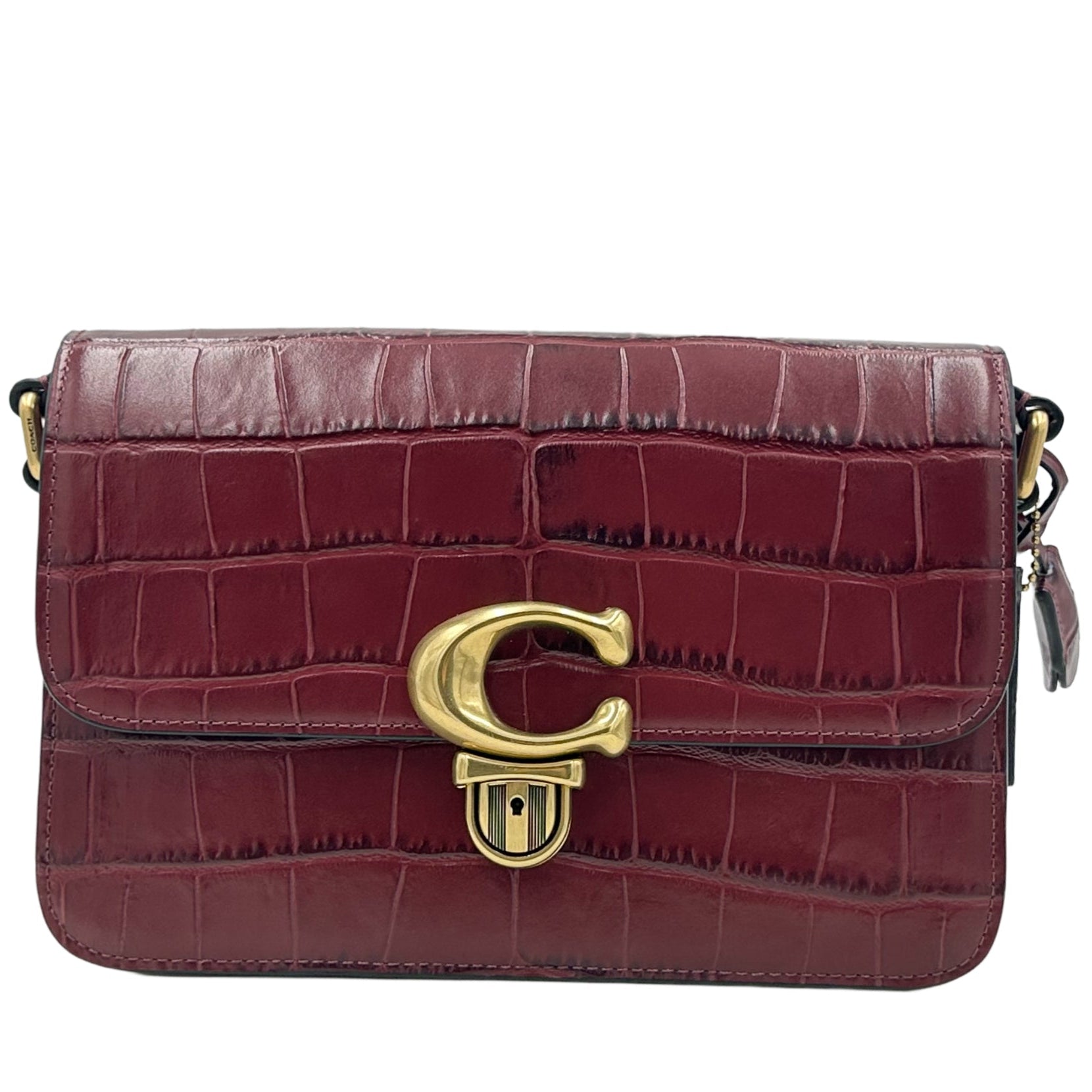 Coach Studio Embossed Croc Crossbody Shoulder Bag - Wine