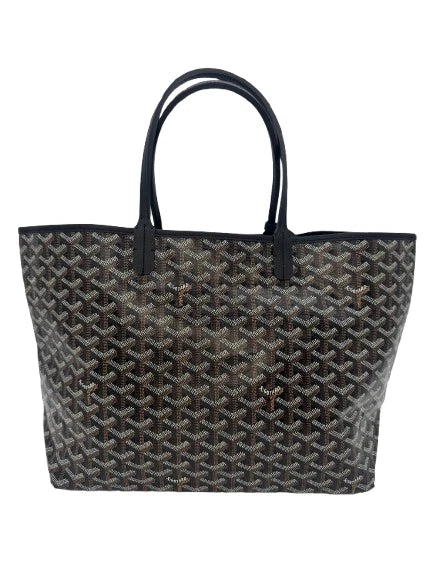 Goyard Saint Louis PM Tote Black Tan Goyardine Canvas Shopper Bag Pouch